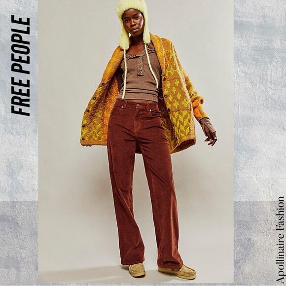 FREE PEOPLE OPTIMISTIC CARDIGAN CITRUS TAN COMBO NWT - Picture 4 of 7